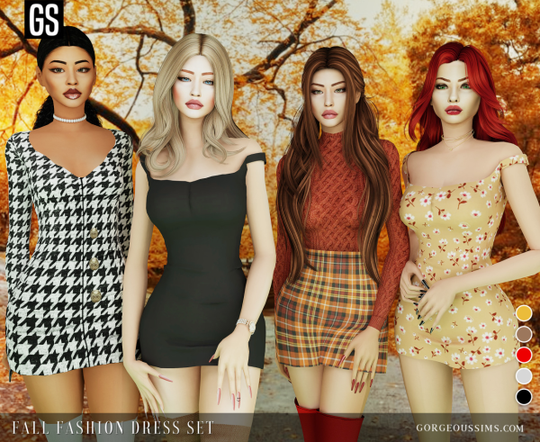 Alpha Fall Fashion Dress Set by simsfinds - The Sims 4 Custom Content