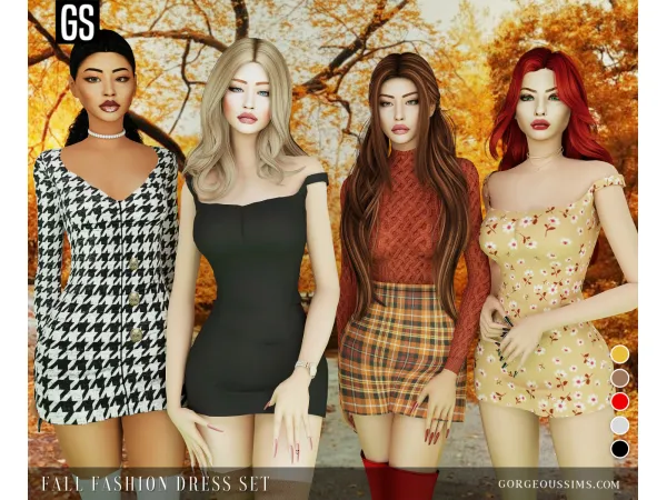 Alpha Fall Fashion Dress Set - The Sims 4 Custom Content