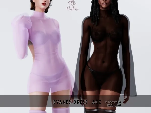 Alpha Evanes Dress Acc BRsims by bluerose-sims - The Sims 4 Custom Content