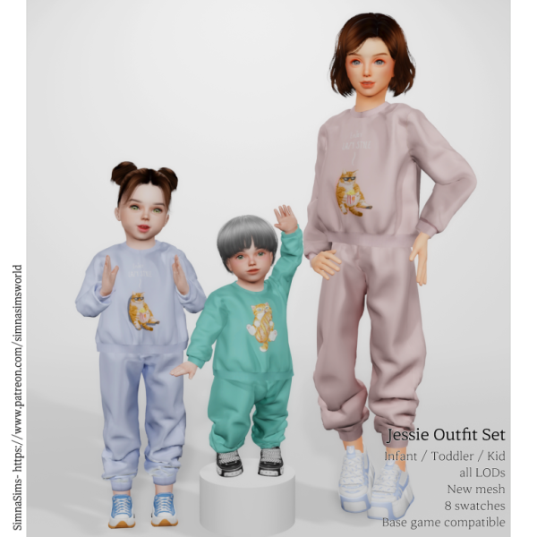 Alpha Jessie Outfit Kidstoddlersinfants versions available by simsfinds - The Sims 4 Custom Content