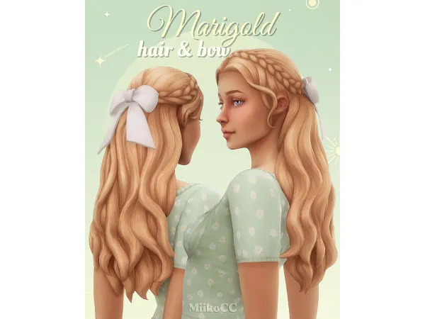 Maxis Match Marigold hair bow by Miiko - The Sims 4 Custom Content