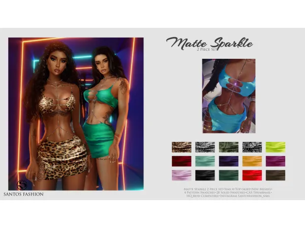 Alpha Matte Sparkle 2 Piece Set ( ) by santosfashionsims - The Sims 4 Custom Content