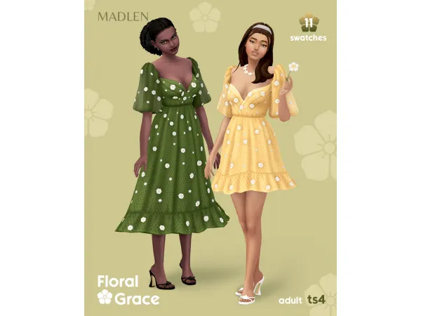 Maxis Match Floral Grace Set by Madlen - The Sims 4 Custom Content