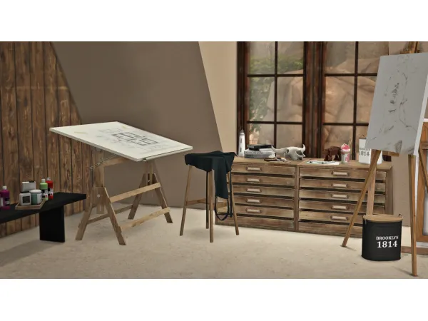Alpha Artistloft set by Pinkbox AnYe - The Sims 4 Custom Content