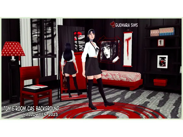 Maxis Match Tomie's room CAS Background Halloween 2023 (Free) by Guemara - The Sims 4 Custom Content