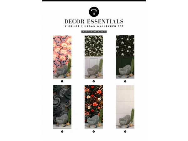 Mix DESIGN ESSENTIALS l SIMPLISTIC URBAN WALLPAPER SET (FREE) by AggressiveKitty - The Sims 4 Custom Content