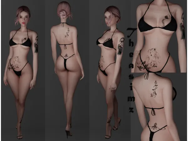 Mix MJ tattoos 02 by Theasimz - The Sims 4 Custom Content