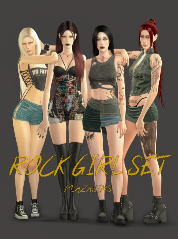 Alpha ROCK GIRL SET by simsfinds - The Sims 4 Custom Content