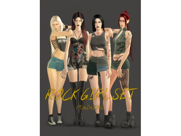 Alpha ROCK GIRL SET by plazasims - The Sims 4 Custom Content