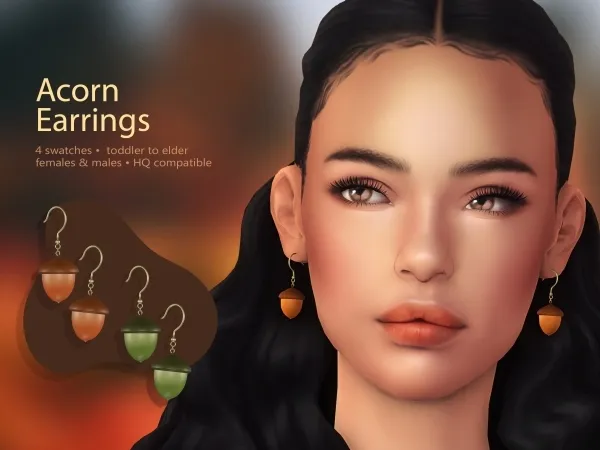 Mix Acorn Earrings - The Sims 4 Custom Content