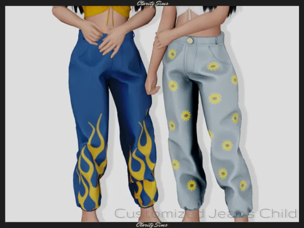 Alpha Customized Jeans Child - The Sims 4 Custom Content