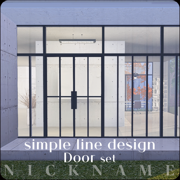 Alpha Simple line design door and windows set by simsfinds - The Sims 4 Custom Content