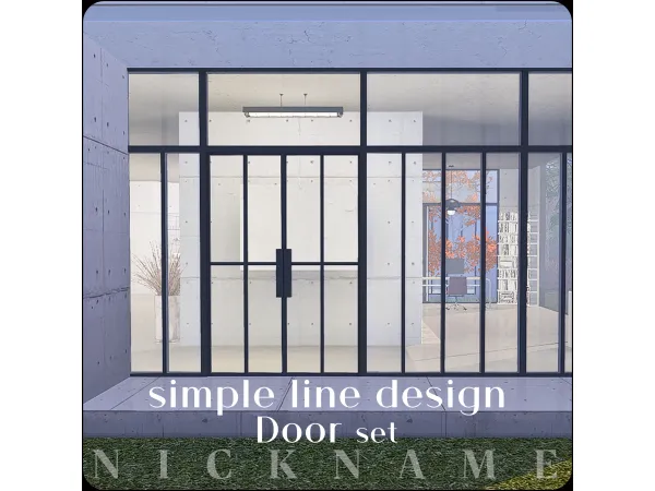 Alpha Simple line design door and windows set - The Sims 4 Custom Content