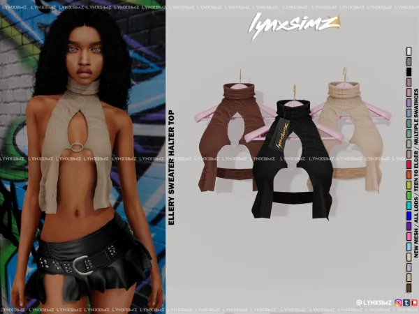 Alpha Ellery Halter Top ~ Ad Free / Early Access ✨ by LYNXSIMZ - The Sims 4 custom content