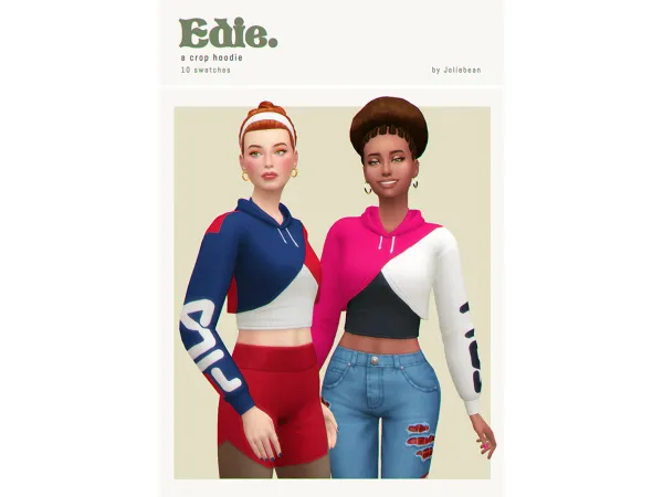 Maxis Match Edie Crop Hoodie by Joliebean - The Sims 4 Custom Content