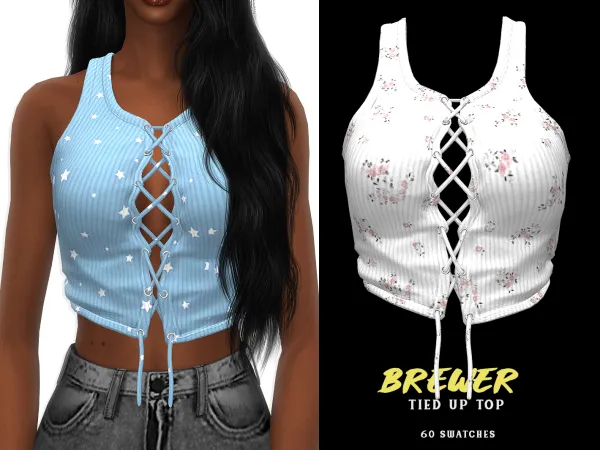 Alpha Brewer Tied Up Top - The Sims 4 Custom Content