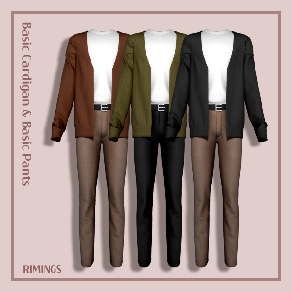 Alpha [RIMINGS] Basic Cardigan Basic Pants by simsfinds - The Sims 4 Custom Content