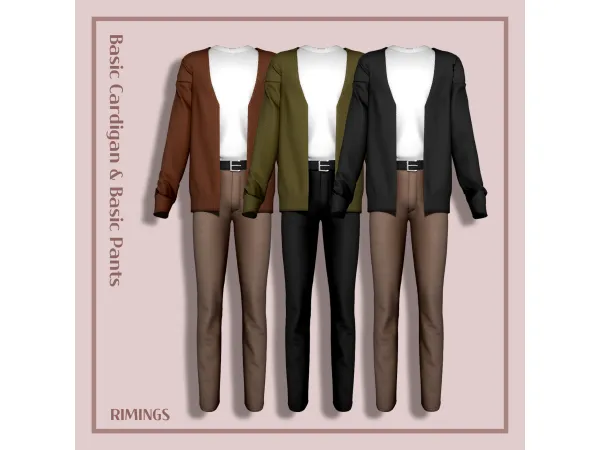 Alpha [RIMINGS] Basic Cardigan Basic Pants - The Sims 4 Custom Content