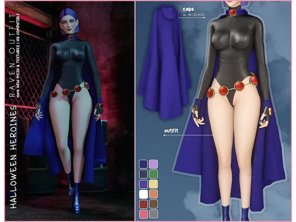 Alpha Halloween Heroines Raven - The Sims 4 Custom Content