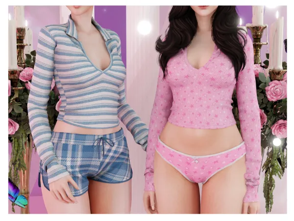 Alpha Little Pajamas set by Unknown66irl - The Sims 4 Custom Content