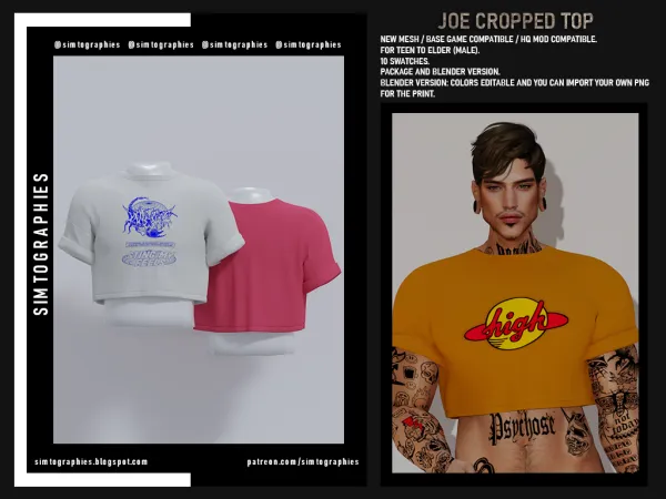 Alpha Joe Cropped Top - The Sims 4 Custom Content