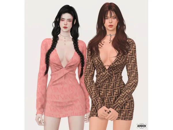 Alpha [sudal] Simple twist dress sims by sudal - The Sims 4 Custom Content