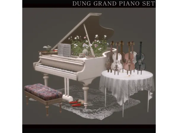 Alpha Dung Grand Piano Classic Set - The Sims 4 Custom Content