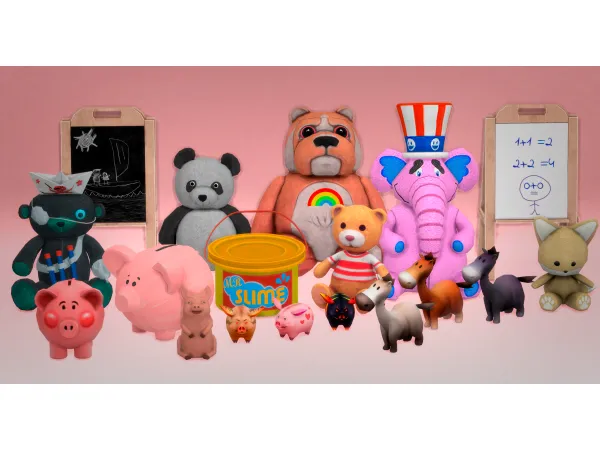 Mix CLUTTER (13 ITEMS)Plush by Jennifer Jennisims - The Sims 4 Custom Content