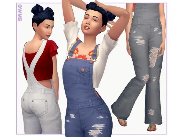 Maxis Match HARPER OVERALLS by wildlyminiaturesandwich - The Sims 4 Custom Content