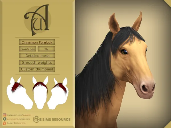 Alpha CINNAMON HORSE ALPHA STYLED FORELOCK FOR - The Sims 4 Custom Content