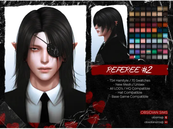 Alpha REFEREE2 HAIRSTYLE New mesh by OBSIDIAN SIMS - The Sims 4 Custom Content