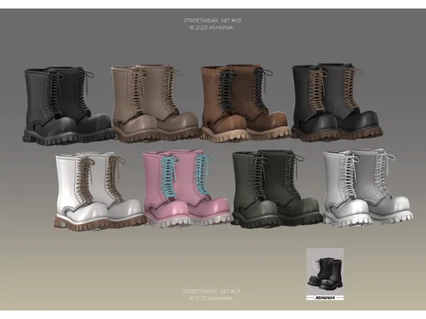 Alpha ASHwwa_Streetwear set03 boot by ASHwwa - The Sims 4 Custom Content
