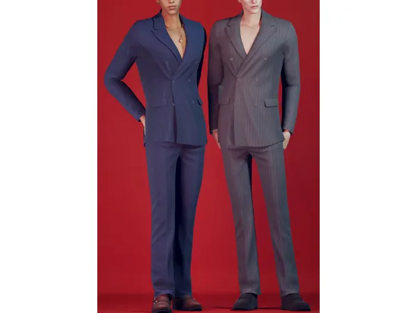 Alpha [KK] Double breasted suit 02 - The Sims 4 Custom Content