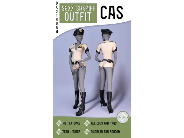 Alpha Claire Sexy Sheriff outfit - The Sims 4 Custom Content