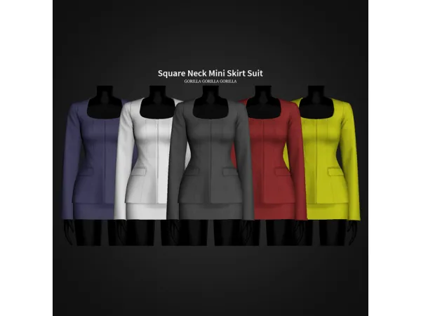 Alpha Square Neck Mini Skirt Suit - The Sims 4 Custom Content