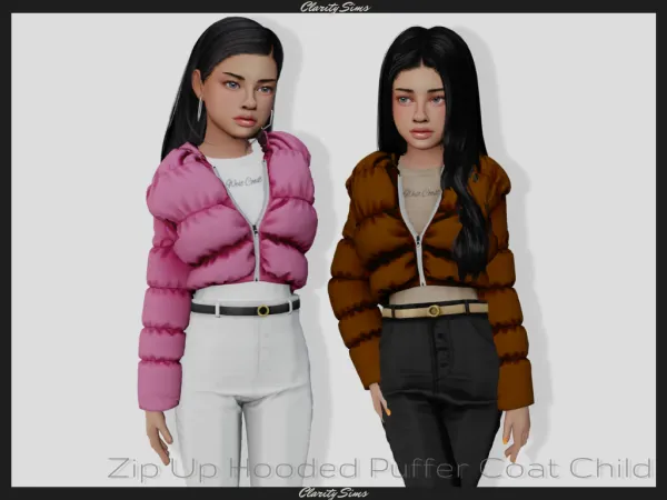 Alpha Zip Up Hooded Puffer Coat Child - The Sims 4 Custom Content