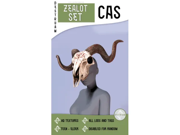 Alpha Zealot Set MaskHorns - The Sims 4 Custom Content
