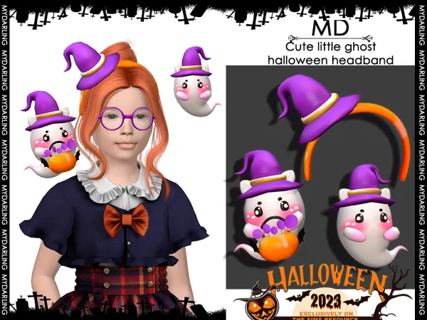 Alpha Cute little ghost halloween headband for kids by simsfinds - The Sims 4 Custom Content