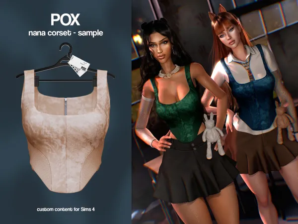 Alpha POX Nana Corset (Sample) - The Sims 4 Custom Content