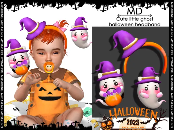 Alpha Cute little ghost halloween headband for infants - The Sims 4 Custom Content