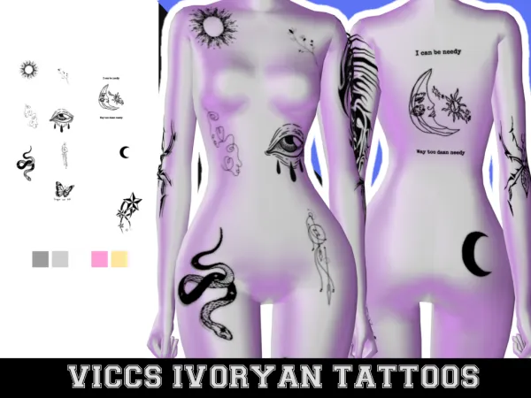 Mix VICCS_IVORYAN TATTOOS (TEEN ELDER) - The Sims 4 Custom Content