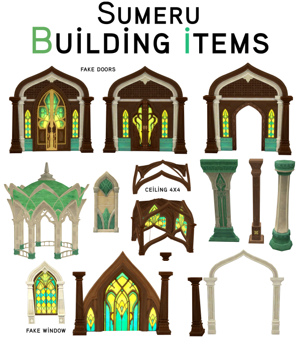 Alpha Sumeru building items by simsfinds - The Sims 4 Custom Content