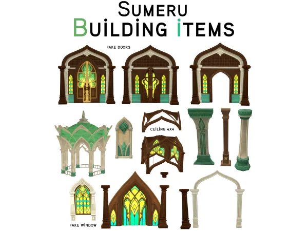 Alpha Sumeru building items - The Sims 4 Custom Content