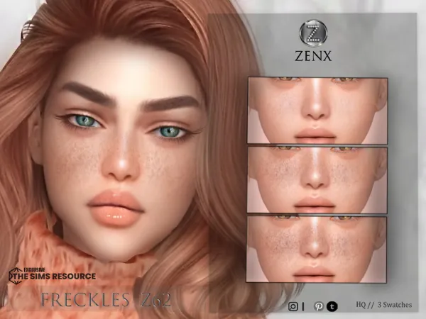 Alpha ZENX FRECKLES Z62 - The Sims 4 Custom Content