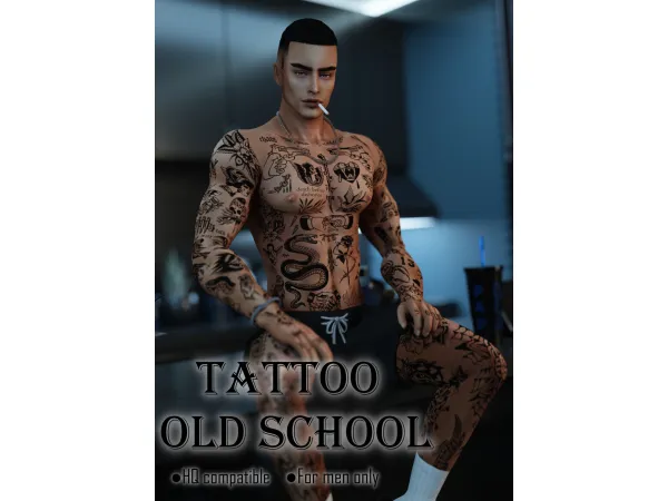 Mix TattooOldSchool by [AlisaSour] - The Sims 4 Custom Content