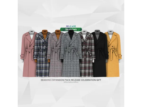 Alpha Winter Trench Coat by gorillax3 - The Sims 4 Custom Content