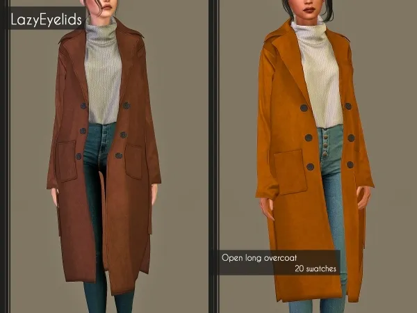 Alpha Open long overcoat - The Sims 4 Custom Content