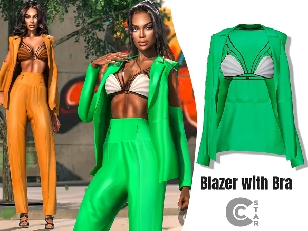 Alpha Blazer with Bra cool_content_star by cool_content_star - The Sims 4 custom content