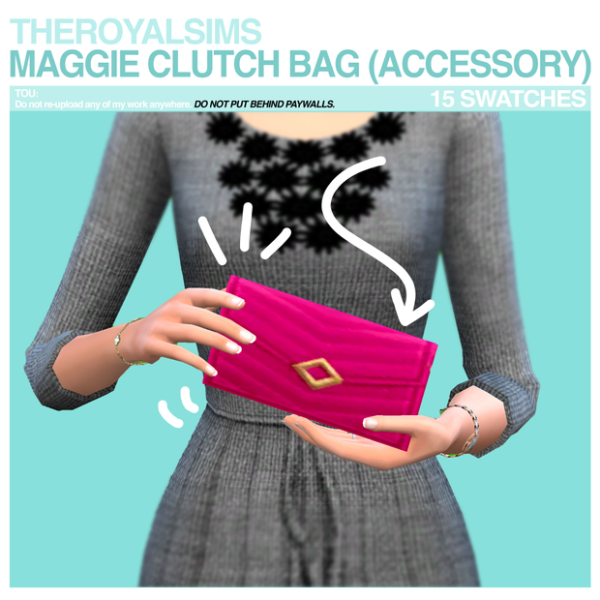 Maxis Match THEROYALSIMS MAGGIE CLUTCH BAG (ACCESSORY)) by simsfinds - The Sims 4 Custom Content