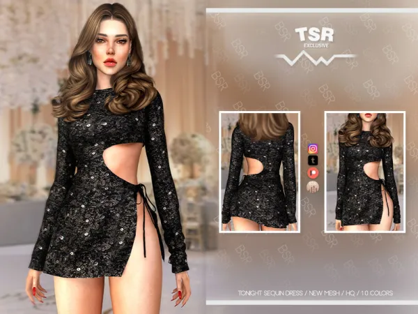Alpha TONIGHT SEQUIN DRESS BD1072 - The Sims 4 Custom Content